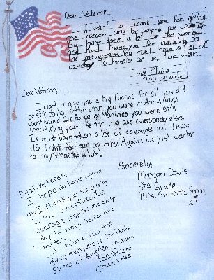 Letter to Veterans from children